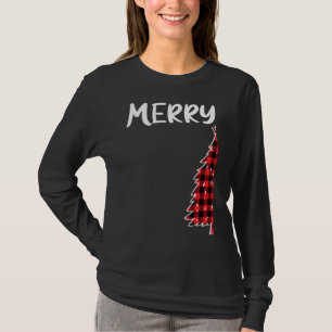 Merry Christmas Tree Buffalo Plaid Xmas Couples Ma T-Shirt