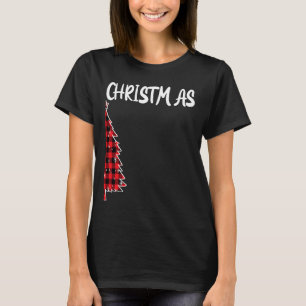 Merry Christmas Tree Buffalo Plaid Xmas Couples Ma T-Shirt
