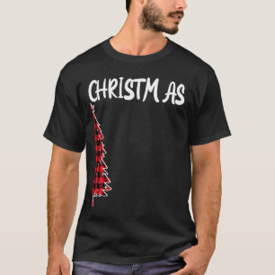 Merry Christmas Tree Buffalo Plaid Xmas Couples Ma T-Shirt