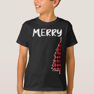 Merry Christmas Tree Buffalo Plaid Xmas Couples Ma T-Shirt