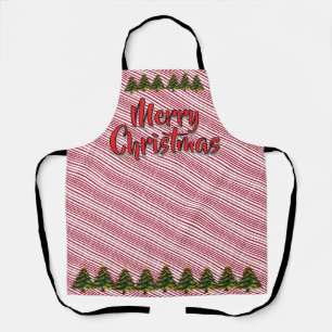 Merry Christmas Tree Candy Cane Fun Holiday Apron