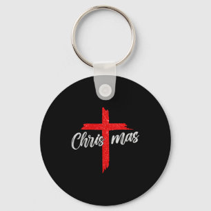 Merry Christmas Tree Christian Cross Jesus Faith B Keychain
