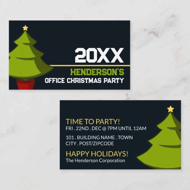 Merry Christmas Tree, Christmas Party Ticket Enclosure Card (Front/Back)