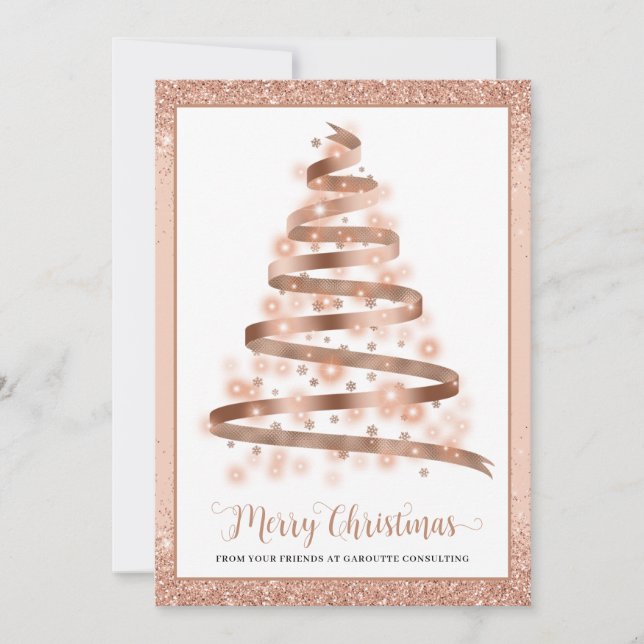 Merry Christmas Tree Corporate Business Logo Holiday Card (Front)