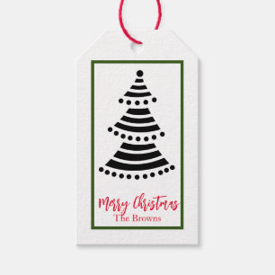 MERRY CHRISTMAS TREE CUSTOM NAME GIFT TAGS 