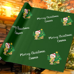 Merry Christmas Tree Custom Name Personalized Wrapping Paper