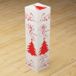 Merry Christmas Tree Custom Name Wine Box<br><div class="desc">Fancy red star swirls border red lace covered decorated Christmas Tree with a Merry Christmas greeting and custom name. An elegant design for wine gift box. Personalize name using the template provided. Check out the many products with matching design available in the Christmas section of my studio store on Zazzle....</div>