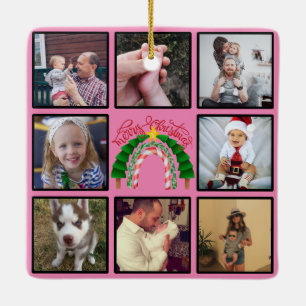 Merry Christmas  Tree Custom Photo Collage Ceramic Ornament