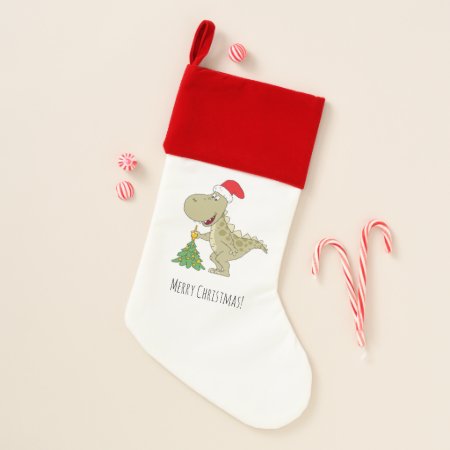 Merry Christmas Tree Cute Dinosaur Santa Hat