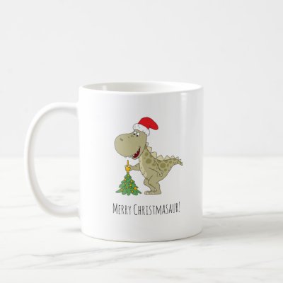 Merry Christmas Tree Cute Dinosaur Santa Hat