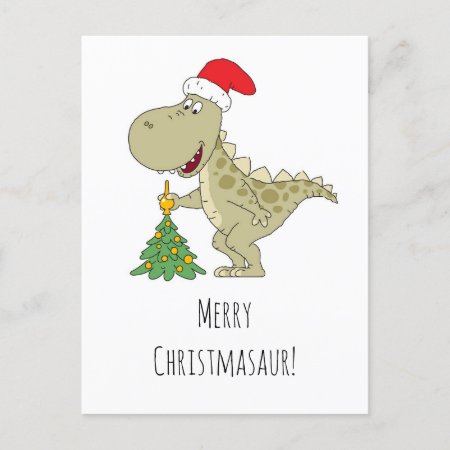 Merry Christmas Tree Cute Dinosaur Santa Hat