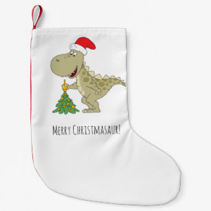 Merry Christmas Tree Cute Dinosaur Santa Hat  Small Christmas Stocking