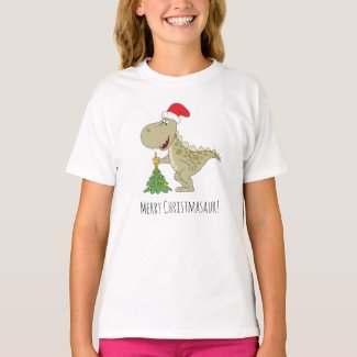 Merry Christmas Tree Cute Dinosaur Santa Hat