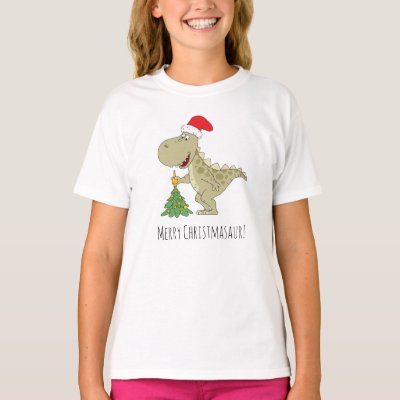 Merry Christmas Tree Cute Dinosaur Santa Hat