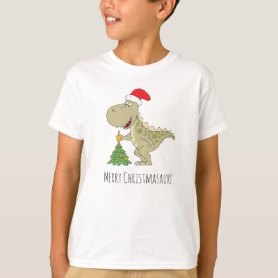 Merry Christmas Tree Cute Dinosaur Santa Hat