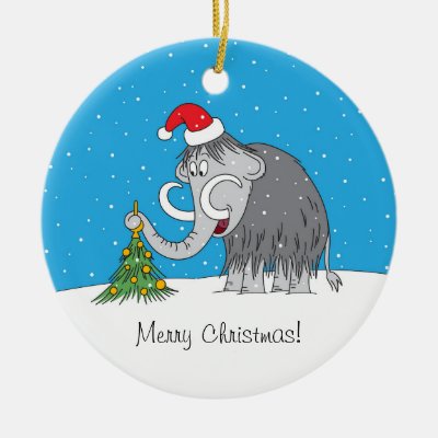 Merry Christmas Tree Cute Mammoth Santa Hat