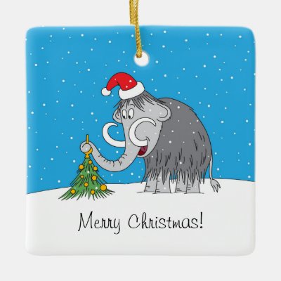 Merry Christmas Tree Cute Mammoth Santa Hat