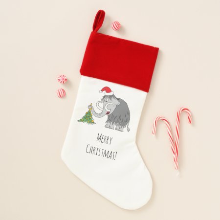 Merry Christmas Tree Cute Mammoth Santa Hat