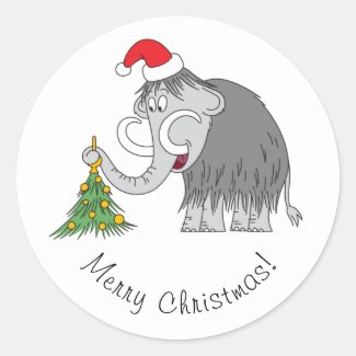 Merry Christmas Tree Cute Mammoth Santa Hat