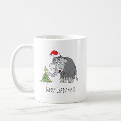 Merry Christmas Tree Cute Mammoth Santa Hat