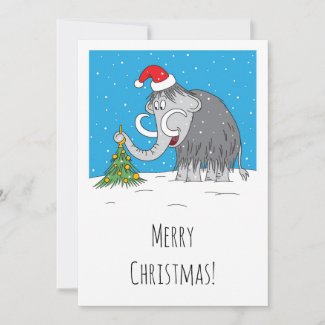 Merry Christmas Tree Cute Mammoth Santa Hat