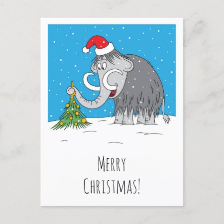 Merry Christmas Tree Cute Mammoth Santa Hat