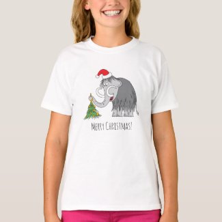 Merry Christmas Tree Cute Mammoth Santa Hat