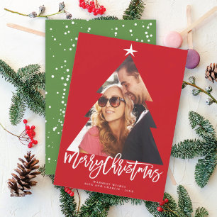 Merry Christmas Tree Cutout Holiday Photo Card