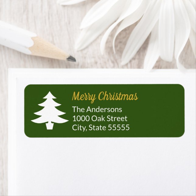 Merry Christmas Tree Dark Green and White Name (Insitu)