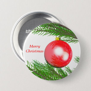 Merry Christmas Tree Decoration 3 Inch Round Button