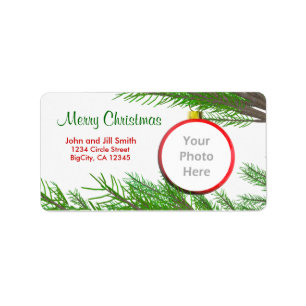 Merry Christmas Tree Decoration Photo Frame Label