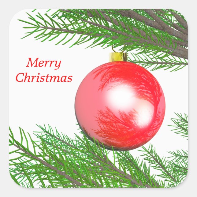 Merry Christmas Tree Decoration Square Sticker (Front)