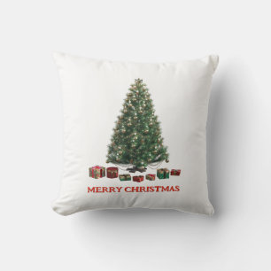 Merry Christmas. Tree (design 1) with gifts Throw Pillow