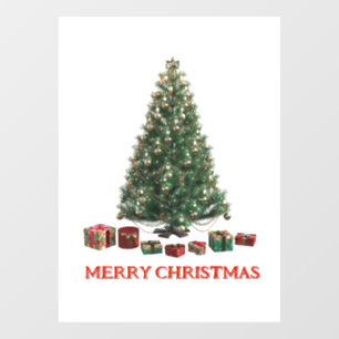 Merry Christmas. Tree (design 1) with gifts Window Cling
