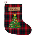 Merry Christmas Tree Fabric Scottish Plaid Tartan