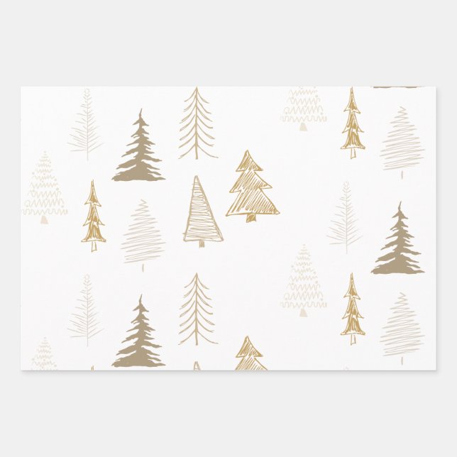 Merry Christmas Tree Falala Brown And Gold Holiday Wrapping Paper Sheet (Front)