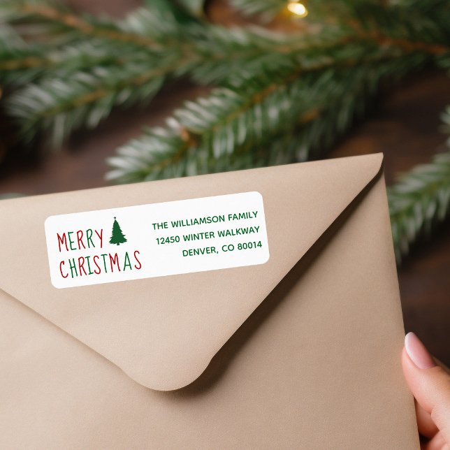 Merry Christmas Tree Festive Green Return Address (Creator Uploaded)