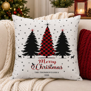 Merry Christmas Tree Festive Snowflake Winter  Throw Pillow