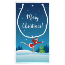 Merry Christmas Tree Figure Skating Girl Santa Hat