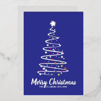 Merry Christmas Tree Foil Holiday Card