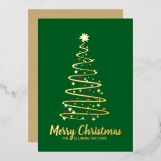 Merry Christmas Tree Foil Holiday Card