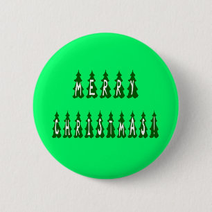 Merry Christmas Tree Font 2 Inch Round Button