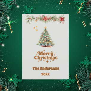 Merry Christmas tree garland sage green card