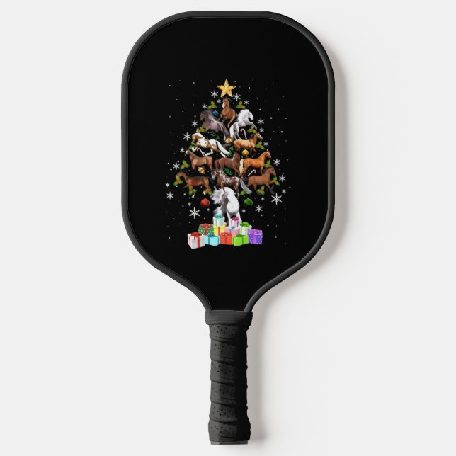 merry christmas tree gift for men woman ride horse pickleball paddle (Front)