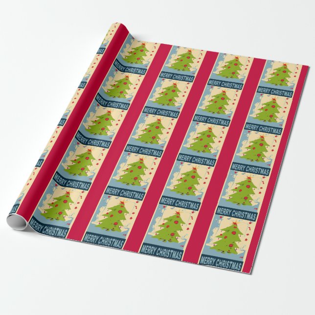 Merry Christmas Tree Gift Wrap (Unrolled)