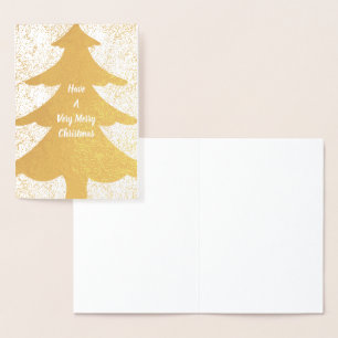 Merry Christmas Tree Gold Confetti Foil Card