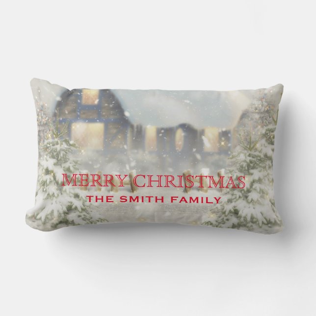 Merry Christmas Tree Gold Glitter Star Throw Pillo Lumbar Pillow (Front)