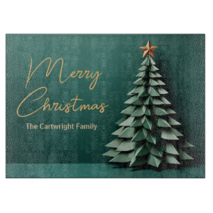 Merry Christmas Tree Gorgeous Green Gold Party Cutting Board