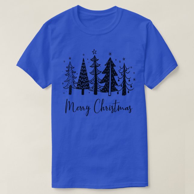 Merry Christmas Tree Graphic  Rustic Sketch Xmas T T-Shirt (Design Front)