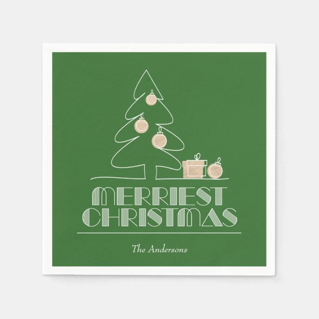 Merry Christmas Tree Green Napkin (Front)